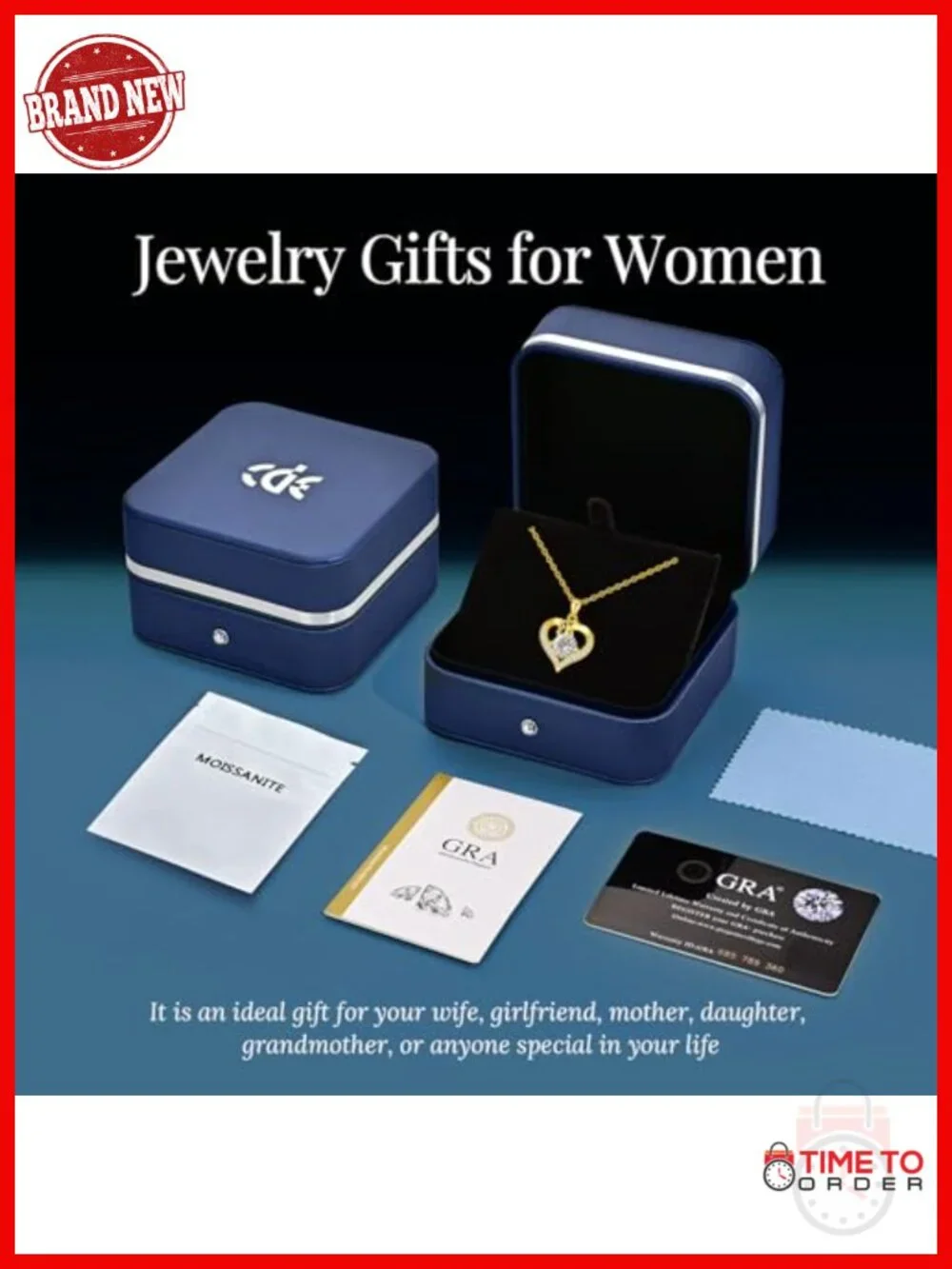 925 Sterling Silver 18K Gold Plated Moissanite Pendant Necklace 2 Carat
